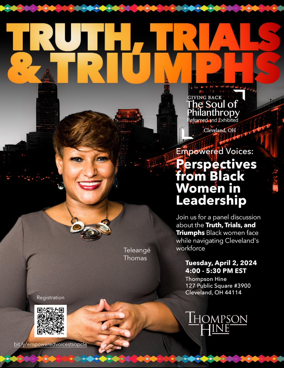 Are you joining us for  "Truth, Trials, &amp; Triumphs" - a panel on Black Women in Leadership in Cleveland. April 2, 4 PM EST? 
#TSOPCLE #CBEHF #BlackWomenLead #Cleveland #Leadership #Empowerment #PanelTalk