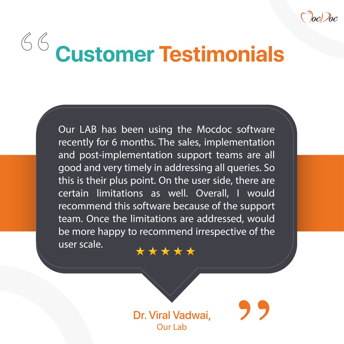 mocdoc__in's tweet image. Dr. Viral Vadwai shares his experience: MocDoc software has greatly improved Our Lab operations. With excellent support and minor user limitations, it&apos;s a strong recommendation, poised for further enhancements.

#diagnostics #LabManagement #limssoftware #laboratory #pathologylab