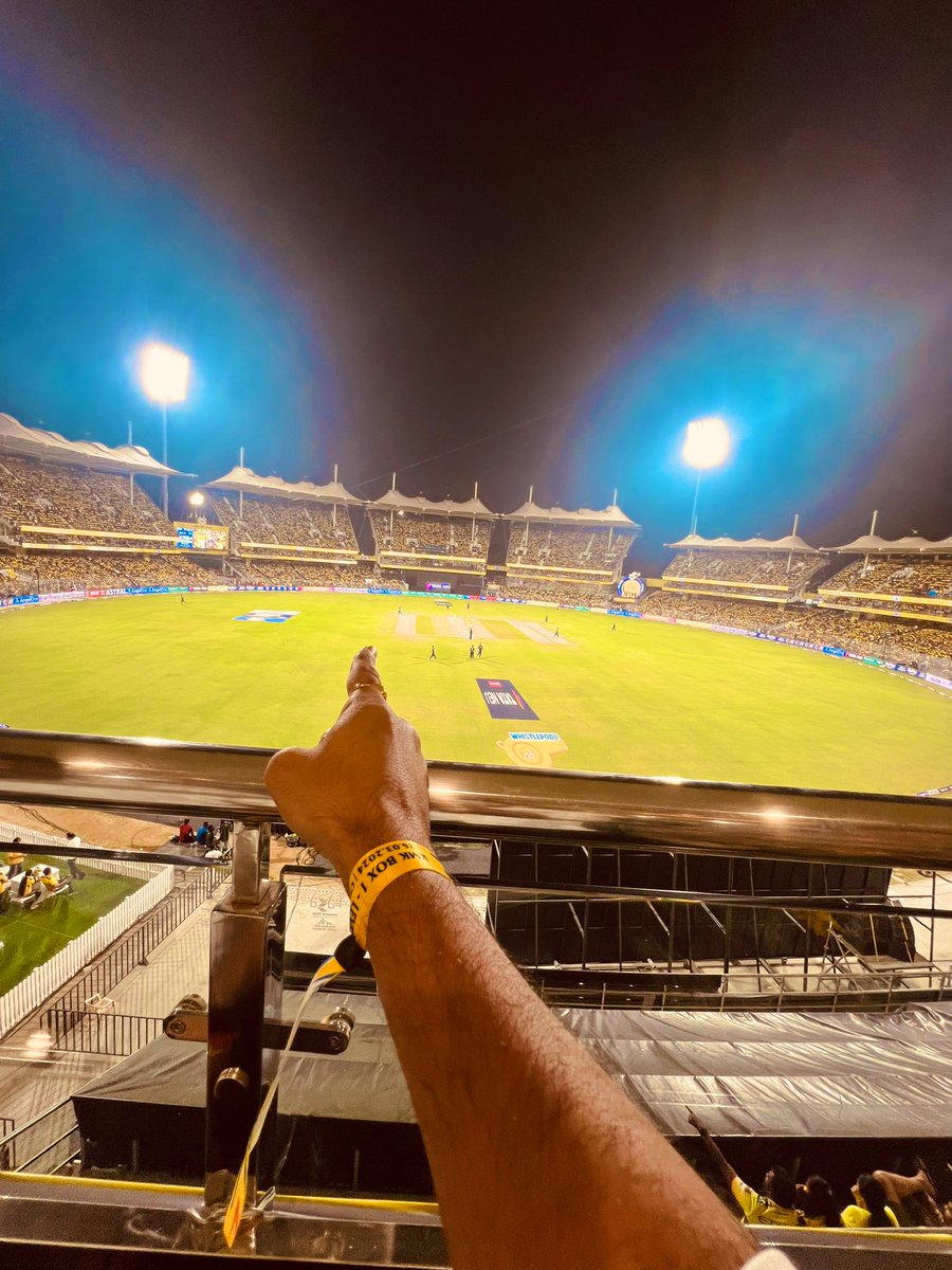 With @MusicThaman ❤️🔥 Watching My first ever cricket 🏏 match at stadium 🏟️ #Csk 😊 @msdhoni waiting to see himmmm #Msdhoni