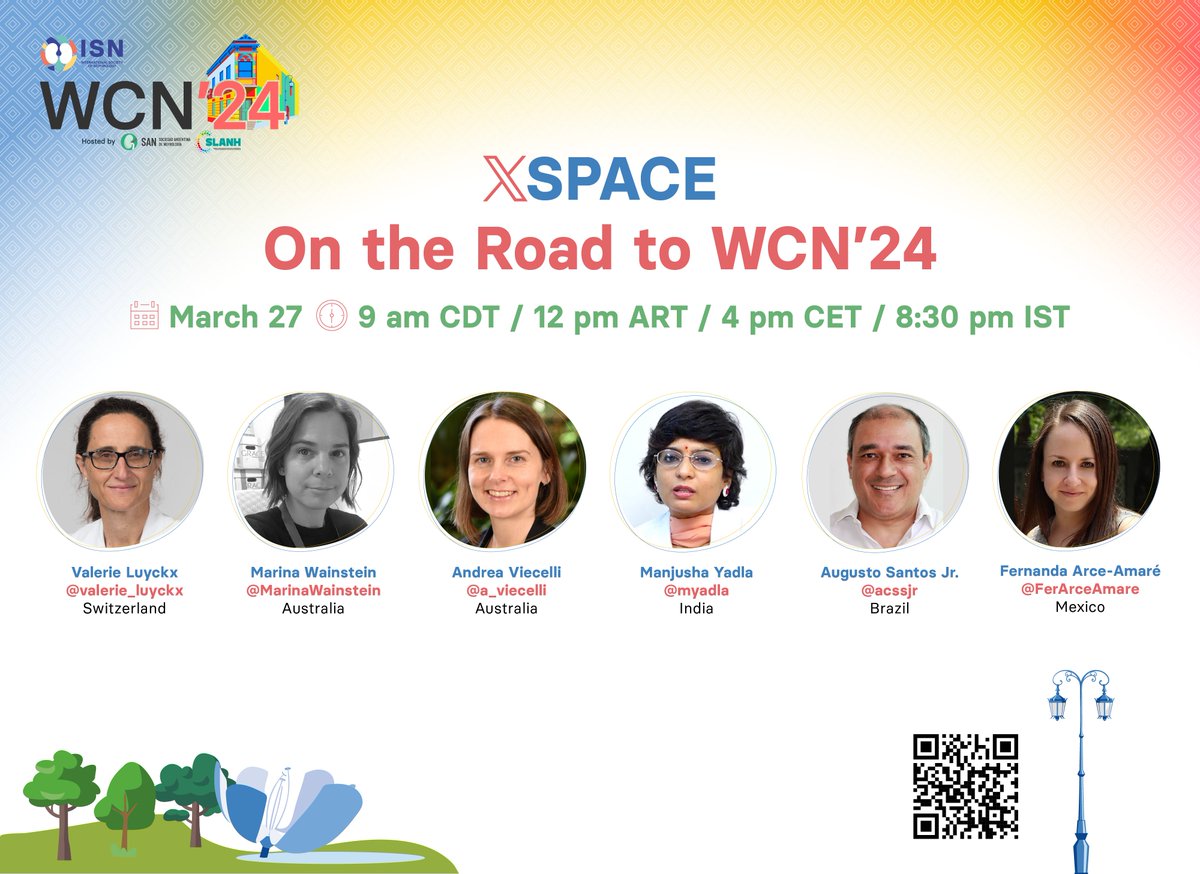 Join us TOMORROW: On the Road to WCN'24 🙌 🗣️ @valerie_luyckx @MarinaWainstein @a_viecelli 👥 @myadla @acssjr @FerArceAmare 🗓️ March 27 🕘 9 am CDT / 12 pm ART / 4 pm CET / 8:30 pm IST 📍 X Space: x.com/i/spaces/1gqgv… #⃣ #ISNWCN