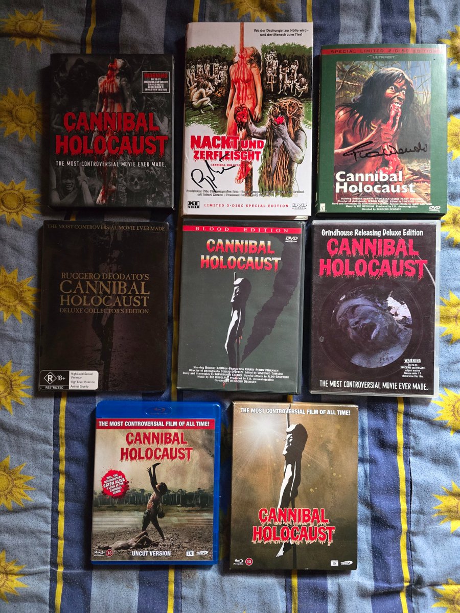 So while looking through my collection of films i sort of noticed i have some strange obsession with a certain movie, Guess i better try and get some more 😆💀 #RuggeroDeodato #CannibalHolocaust #PhysicalMedia