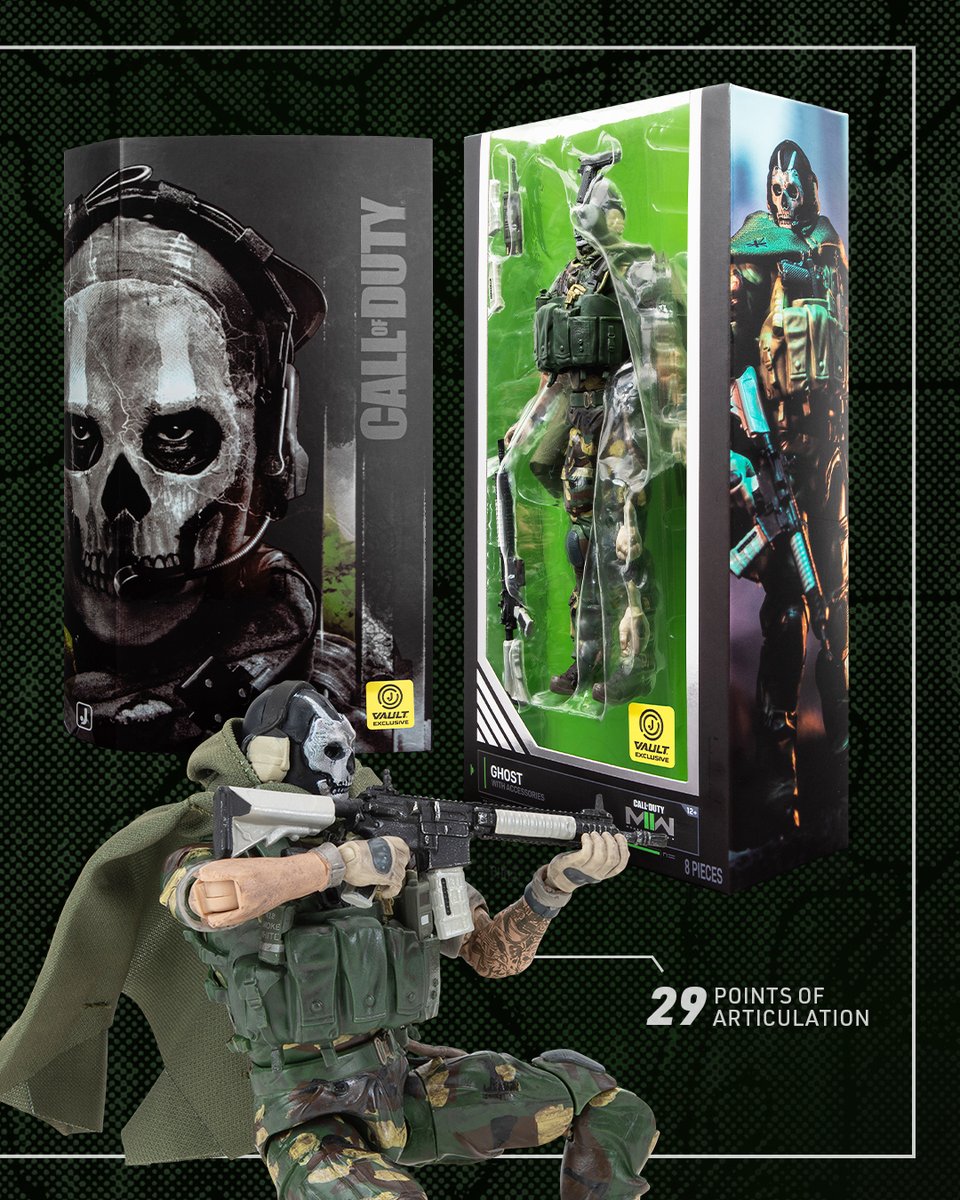 Operate the perfect mission with Call of Duty’s 'Ghost'. This 6.5-inch figure is based on the “Mandible” skin from Call of Duty: Modern Warfare and features numerous accessories. Only available at JazwaresVault.com. #JazwaresVault #CallofDuty #Jazwares