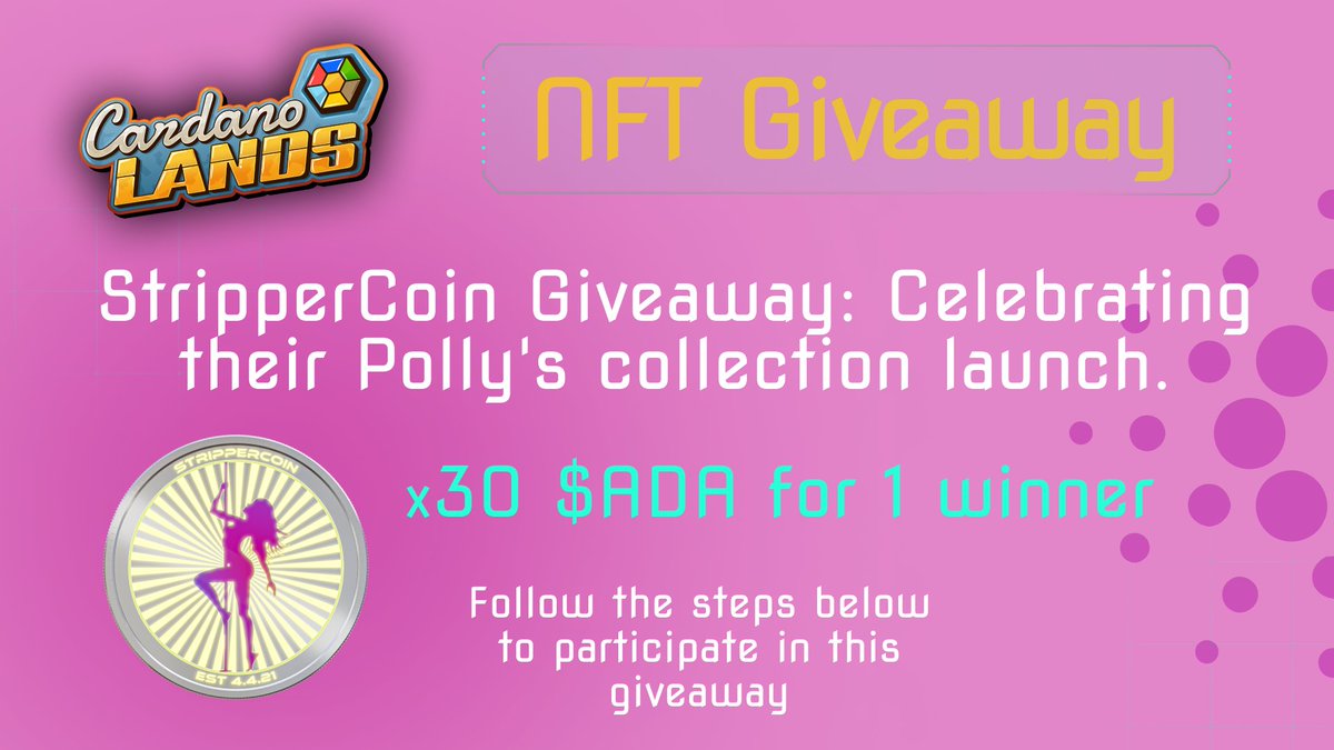 🎉 #GIVEAWAY ALERT! 🎉

Our friends from <a href="/StripperCoin/">StripperCoin.io💋| Web3 Adult Ecosystem | ™️</a> are celebrating the launch of Polly's collection!

🏆 Prize: 30 ADA x 1 Winner

Rules:
1⃣ Follow <a href="/StripperCoin/">StripperCoin.io💋| Web3 Adult Ecosystem | ™️</a> and @cardanolands
2⃣ RT+❤️ this post
3⃣ Tag 3 friends

⏳ 24 Hours Left to Enter!

Get in on the excitement and