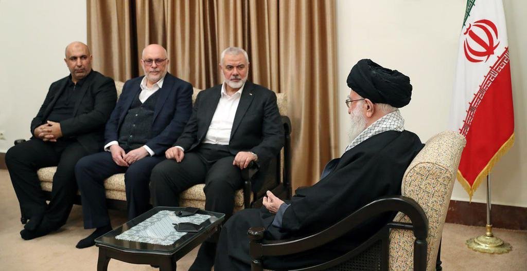 In case you were wondering how close Hamas is with Iran ... just a few feet today. Haniyeh meets with Supreme Leader Ali Khamenei in Tehran.