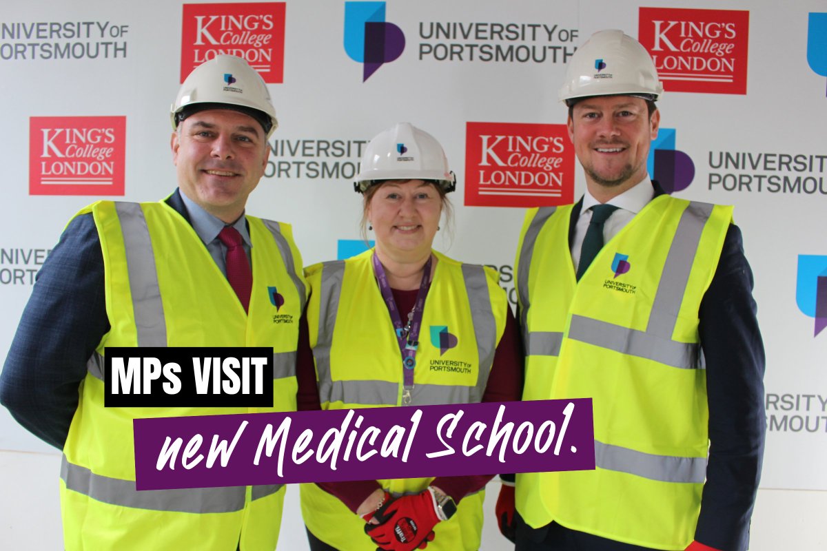 It was great to welcome @cj_dinenage and @StephenMorganMP to the site of our new Medical School. Both MPs have been vocal supporters in our ambition and have praised the progress. Read more about our UoP Medical School: bit.ly/43suNL8 #PortsmouthUni