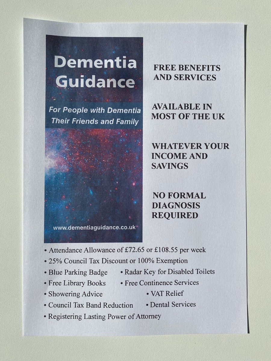 There are 600,000 people in the UK living at home with Dementia yet many of them and their families are not aware of the free services and benefits available no matter where you live and whatever your income or savings.