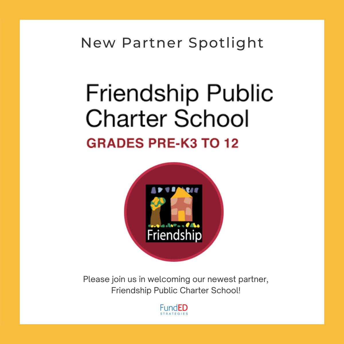 Please welcome our newest partner Friendship Public Charter School! With 15 campuses across the Washington D.C. area and over 25 years of academic excellence, Friendship helps PK3-12 students achieve great lives through advanced education.