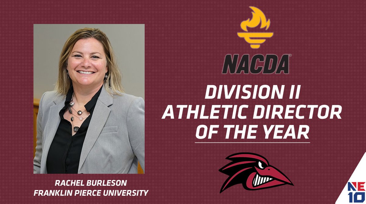 𝐋𝐄𝐀𝐃𝐈𝐍𝐆 𝐁𝐘 𝐄𝐗𝐀𝐌𝐏𝐋𝐄 🏆 Congratulations to @FPUAthletics Rachel Burleson on being named a @NACDA Division II Athletic Director of the Year! 👏 Burleson will be recognized at the NACDA Convention on June 11. 🔗: shorturl.at/hxDH6 #NE10EMBRACE #NCAAD2