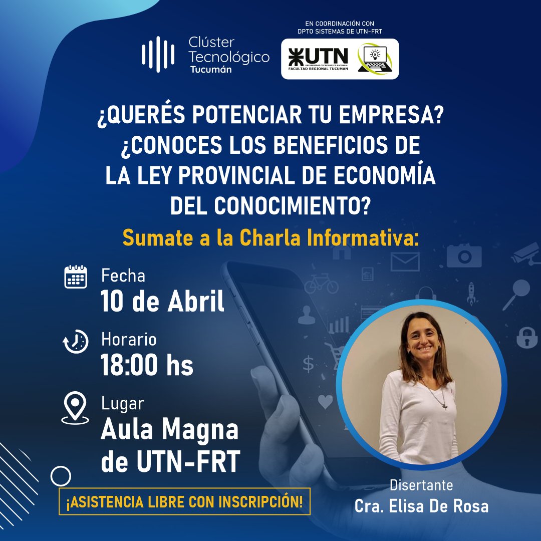 El CTT los invita a la charla informativa que será una guía sobre como potenciar tu empresa con los beneficios de las leyes de economía del conocimiento (Nacional + Provincial) y estrategias societarias en la era digital.

INSCRIPCIONES
forms.gle/wjbQ2ip64wZk36…