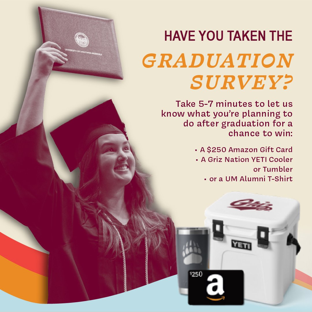As graduation approaches, we're eager to hear about your next steps! Share your post-grad plans with us by completing the UM Graduation Survey. Plus, you'll have the chance to win incredible prizes like a YETI Cooler or a $250 Amazon Gift Card! Visit our website to take it!