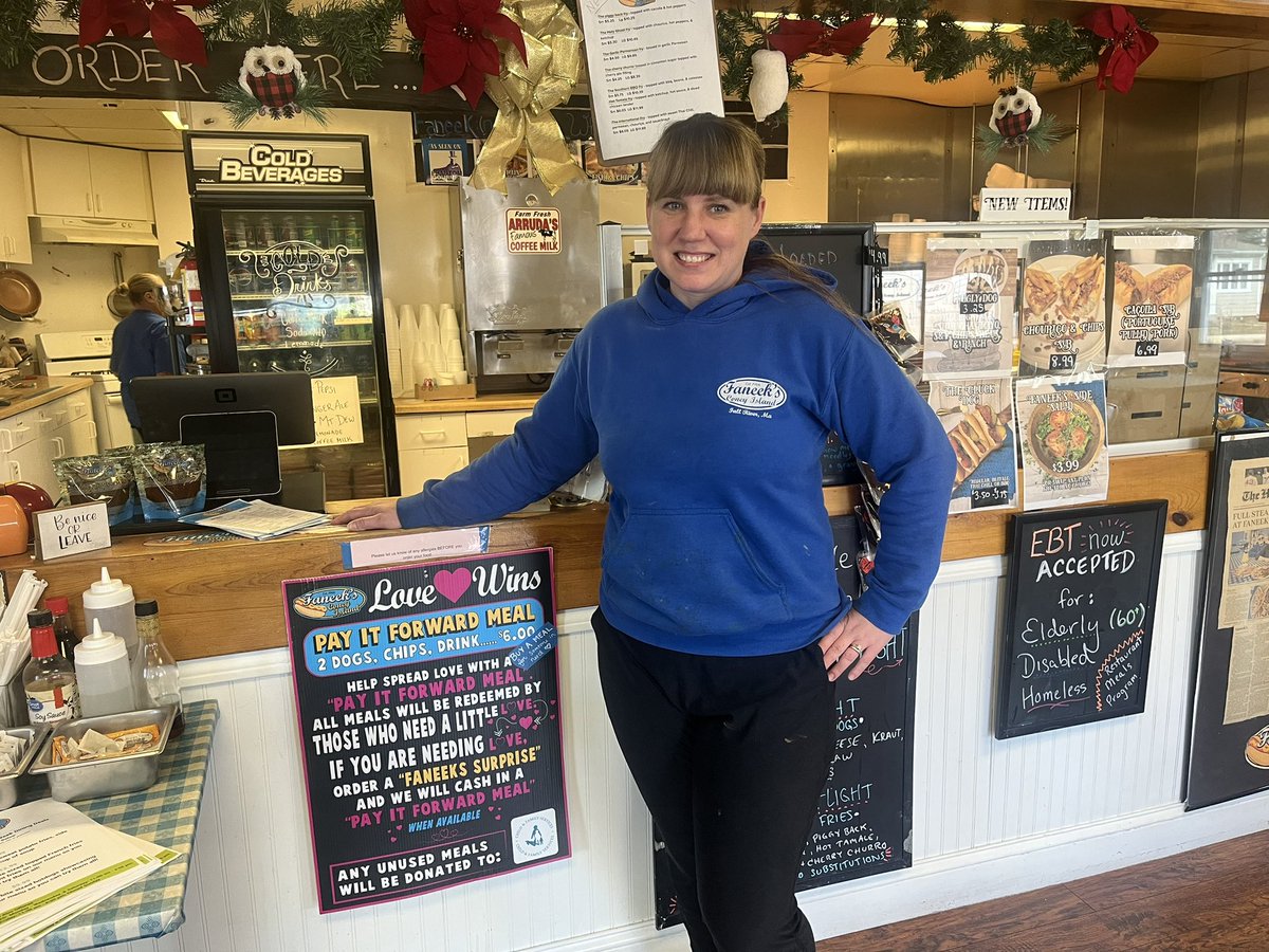 Faneek’s in Fall River has an item on their menu that is blowing up- kindness. Anyone can order ‘Love Wins’ to pay for a meal for someone in need. 🥹❤️ to redeem, anyone can ask for a ‘Faneek’s Surprise’ they’re given 2 free hot dogs, chips & a drink. There’s no judgment. @NBC10