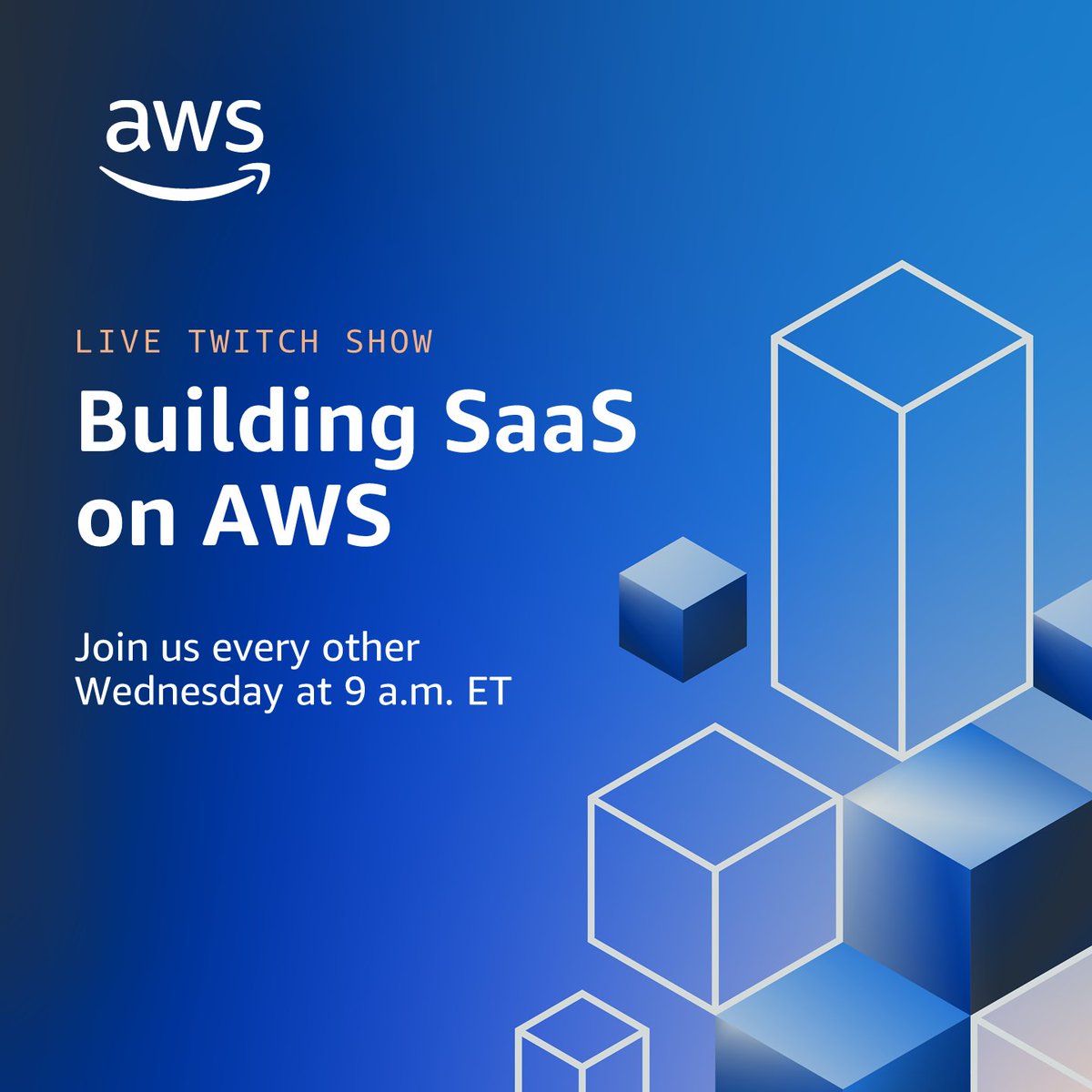 Join us on Twitch on March 27 at 9 a.m. EST for a show geared towards #SaaSonAWS providers, developers & data architects. Watch the show live 🖥️ go.aws/3veLq0p