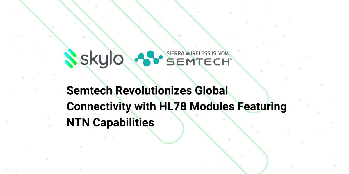 We're excited to announce our partnership with Semtech Corporation as its HL78 modules will now feature Non-Terrestrial Network (#NTN) capabilities! skylo.tech/newsroom/semte… #SatelliteConnectivity #Satellites #5G #IoT #Modules #Partnerships