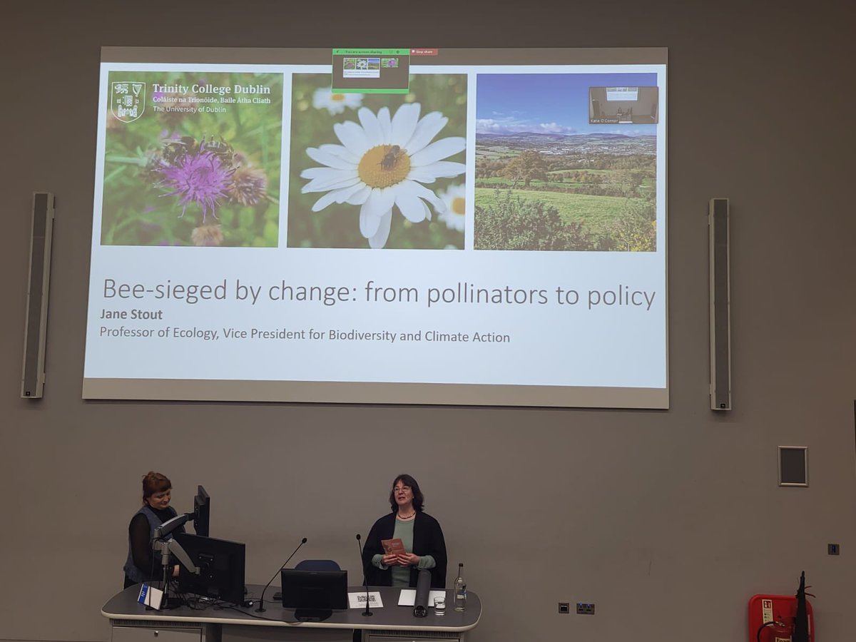 Prof of Ecology & VP of Biodiversity and Climate Action gave an Inaugural lecture this eve entitled “Bee-sieged by change: from pollinators to policy.” Prof Stout is an internationally renowned expert on pollinator and pollination ecology, and a prominent voice for biodiversity.