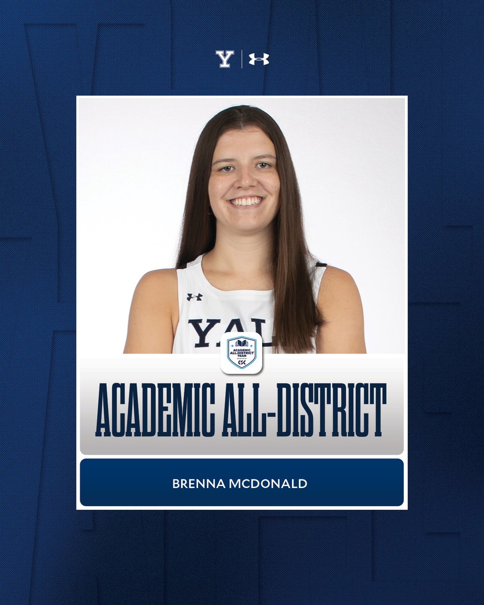 Congratulations to our two @CollSportsComm Academic All-District honorees! ⭐ Jenna Clark (Pittsburgh, Pa.) 📚 Sociology ⭐ Brenna McDonald (Natick, Mass.) 📚 History of Science, Medicine, and Public Health READ ➡ tinyurl.com/2wyuzp46 #ThisIsYale