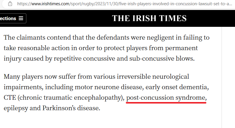 CatherineEdgar's tweet photo. I don't recall seeing PCS in 'print' like this... 

I wish @Tommo33s, @AlixPopham, and your legal teams the very best during this phase of your journey 🤕🍀

#BrainInjury #Dementia #Concussion #PostConcussion 😔 https://t.co/IUj04WxwxY