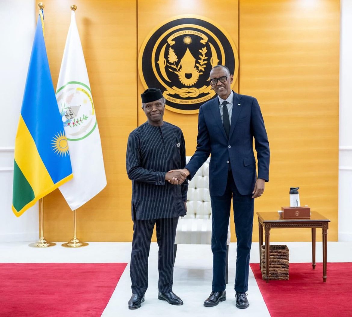 Earlier today, Former Vice President @ProfOsinbajo met with @PaulKagame, the President of Rwanda to discuss about the Timbuktoo Africa Innovation Fund, an initiative that aims to invest $1 billion over 10 years into 1000 tech startups across Africa.