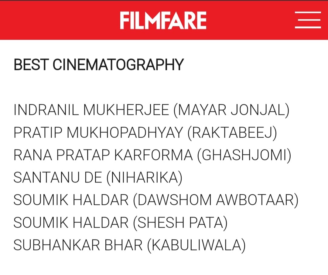 Thank you #FilmfarebanglaAwards2024 for the Best Cinematography nomination for me for Ghasjomi.  Thank you, Team.
#filmfareawards #filmfareawards2024 #filmfareawardsbangla #filmfareawardsbangla2024 #ghasjomi #bengalifilm #featurefilm #bestcinematography #bestcinematographynominee