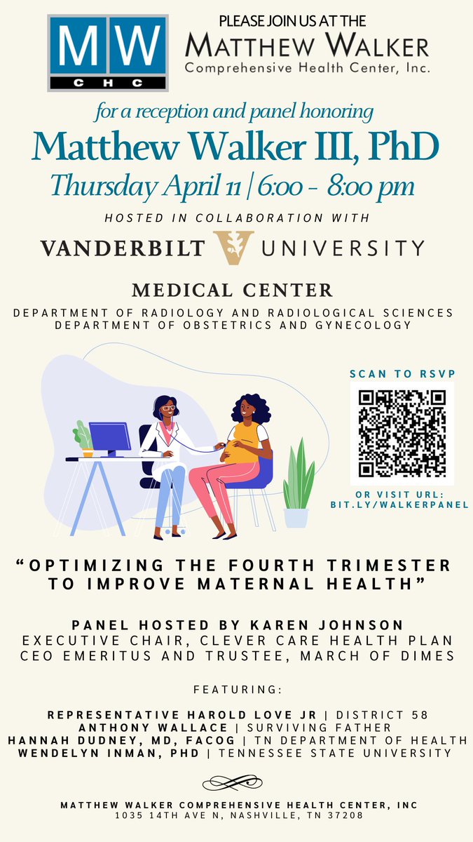 ❤️ #BlackMomsMatter! ❤️ @VUMCradiology, @VUMC_obgyn and @mwalkerhealth are partnering with purpose to eliminate pregnancy related health disparities! Join the effort to improve #BlackMaternalHealth. Register here and bring a friend!: bit.ly/walkerpanel