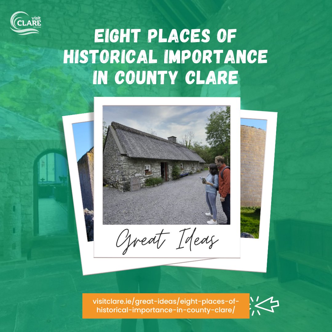 Eight places of historical importance in County Clare 💛💙 Clare has an incredible history, and below is just a small selection of places to explore. Read more: visitclare.ie/great-ideas/ei… #VisitClare #makingiteasy #KeepDiscovering #TourismTogetherInClare