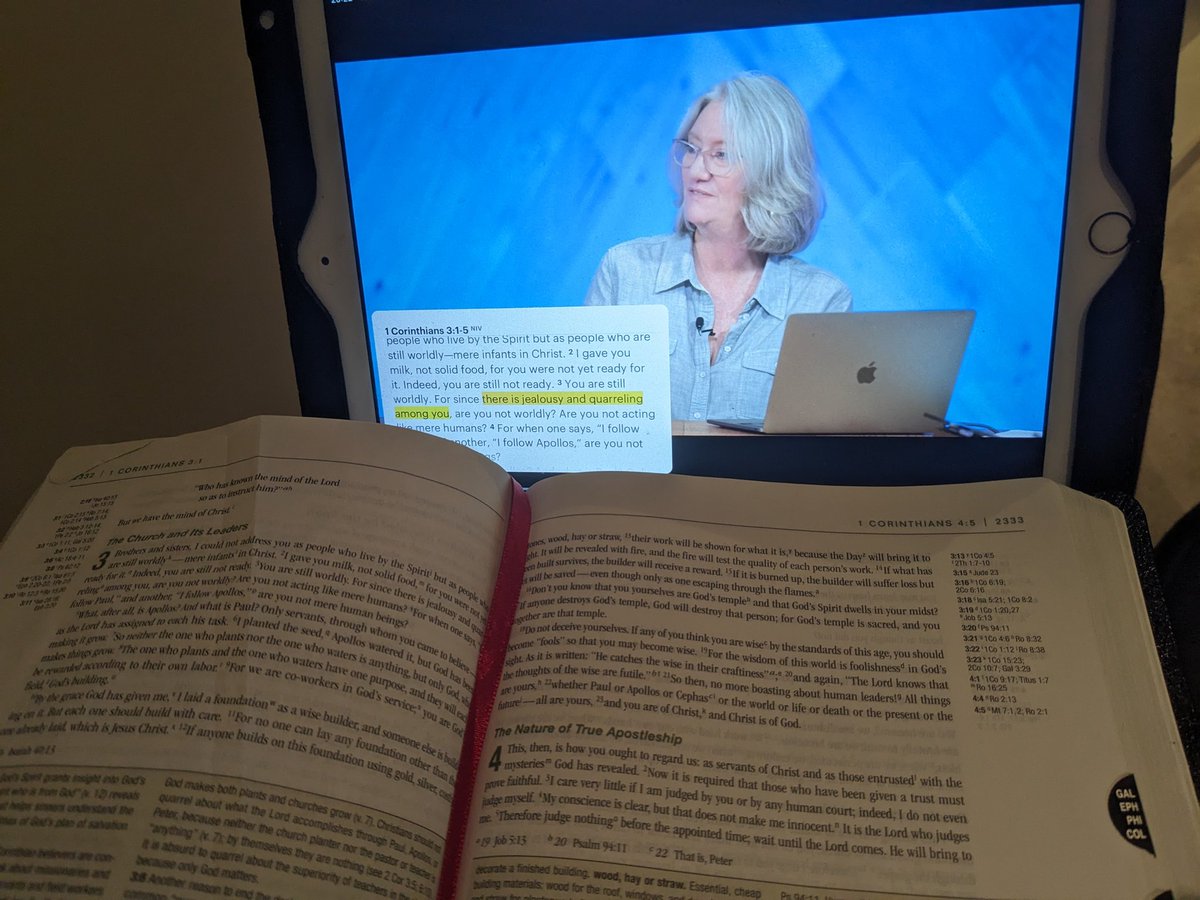 Enjoying studying 1 Corinthians with @lucepeppiatt in the @bibleproject classroom. The core and primary sign of a spirit filled church, says Paul, is.... not being divided. Ouchy.