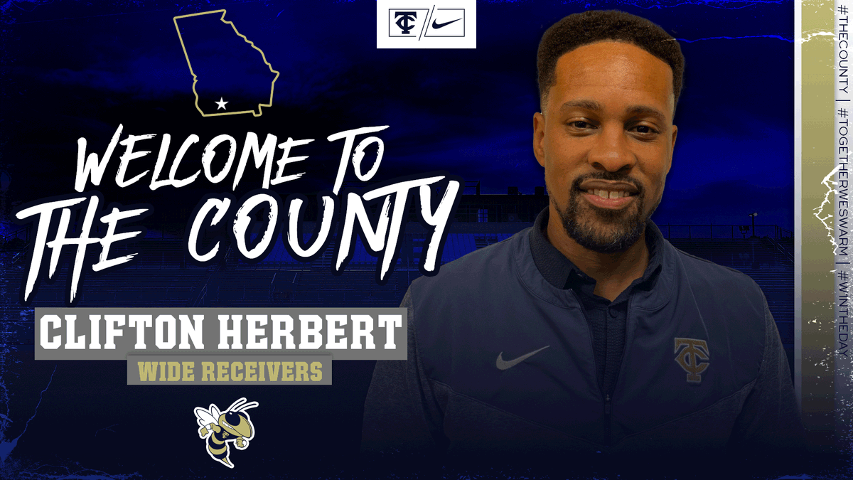 Coach Herbert comes to us from Carver HS in Alabama where he was the OC! He also played college ball at the U. of Hawaii as a WR/PR! We couldn't be more excited about having Coach Herb join our staff! Please welcome he and his family to #TheCounty! #TogetherWeSwarm #W1NTHEDAY