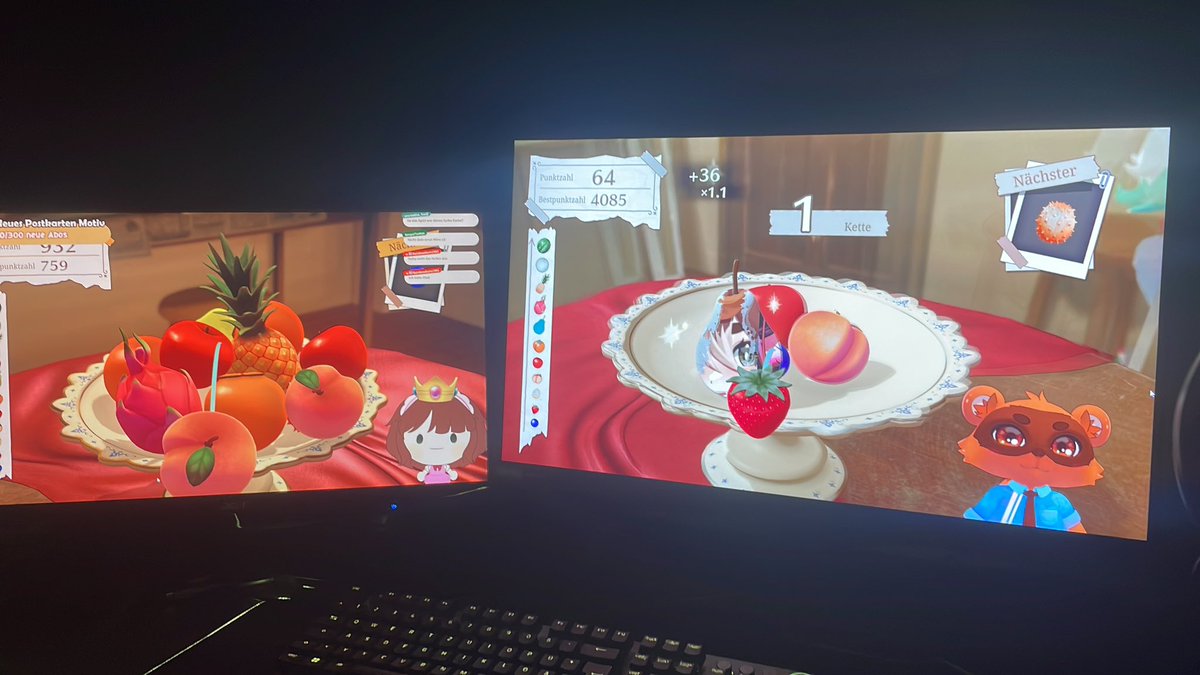 Leute!! Das neue Fruit Mountain ist der Hit. Demnächst werden alle #Vtuber dieses Spiel spielen und gegeneinander ihre Highscores stetig verbessern!
<a href="/Elliawald/">Elliawald</a> <a href="/MimiMaid/">Mimi 🥒 🎀 @dokomi2026</a>