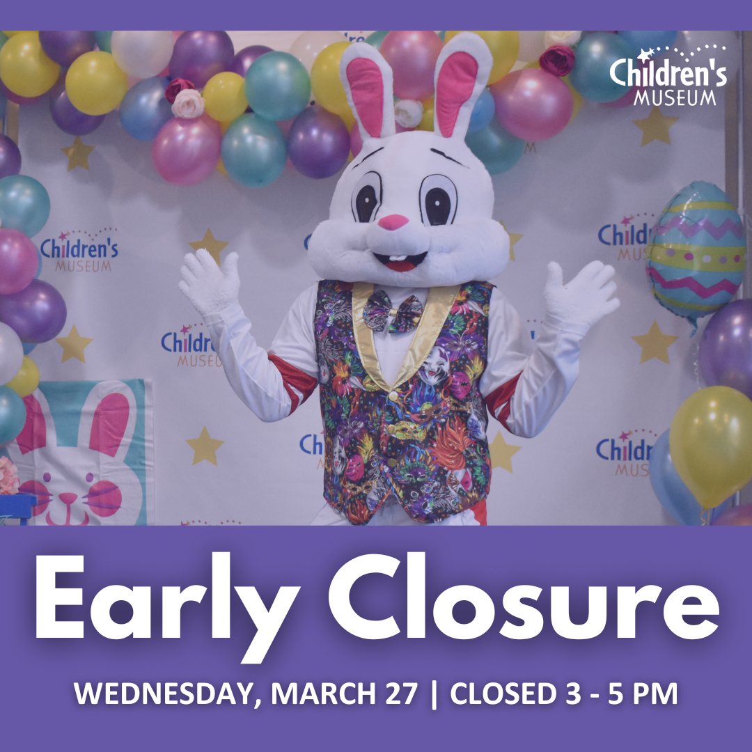 On Wednesday, March 27 the London Children's Museum will be closing at 3 pm to prepare for Spring Bunny Hop!🐰🐥🌷 We'll be open for Spring Bunny Hop from 5 - 8 pm. Tickets are still available - buy yours online now or at the door ➡ londonchildrensmuseum.ca/event/spring-b… #LCMBunnyHop #ldnont