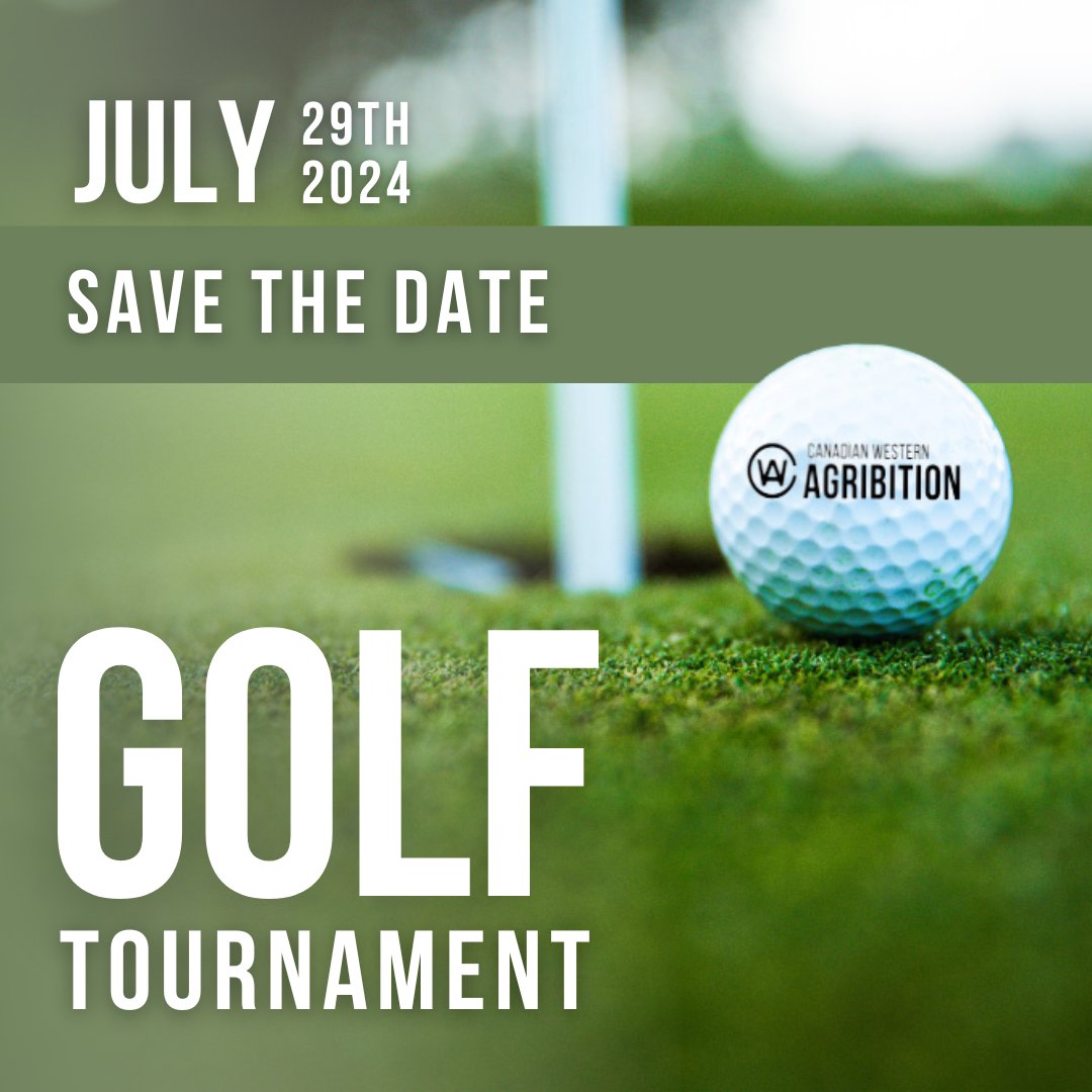 Get your golf swing ready because Canadian Western Agribition is hosting its second annual golf tournament! 🏌️ Mark your calendars for Monday, July 29, 2024. 😎 It will take place at the @RoyalReginaGC. Registration will open in April. #SaveTheDate #CWAGolfTournament2024
