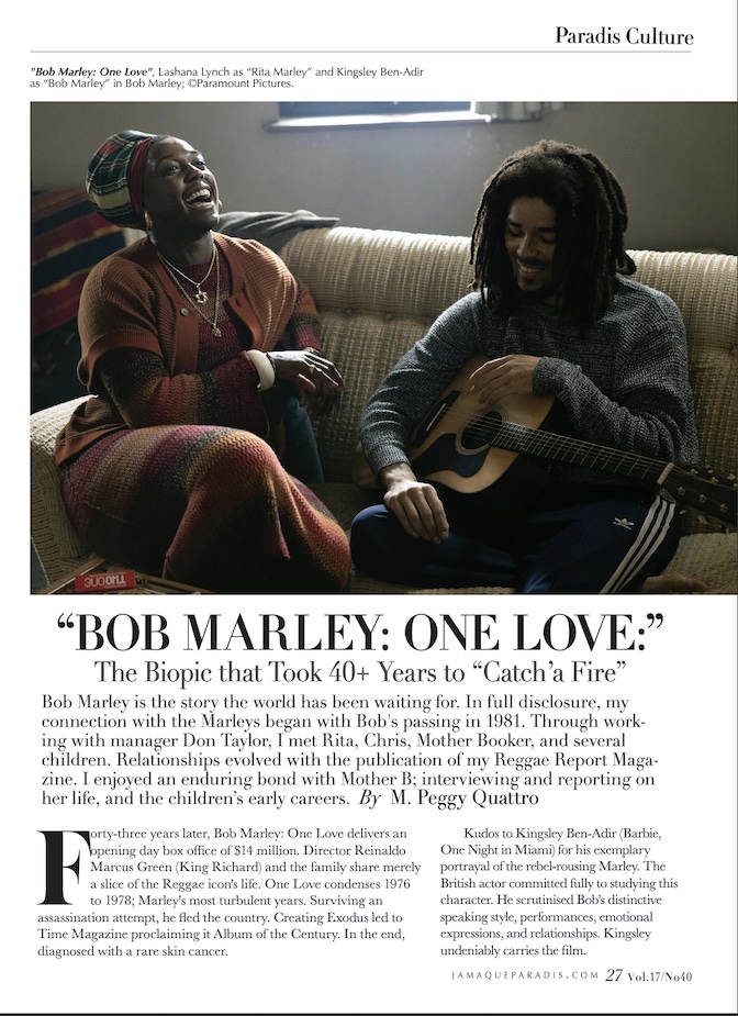 I was honored to write the Bob Marley: One Love movie review for my friend Derwent Donaldson's magazine "Jamaque Paradis". Derwent was art director for Reggae Report Magazine in the 90s Check out the issue here issuu.com/northsouthnet4…