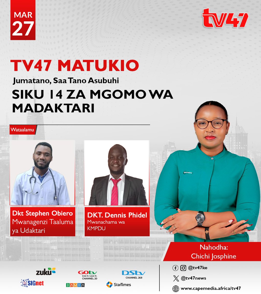 It is tomorrow guys, catch us live on, <a href="/tv47news/">TV47</a>  tell a friend to tell a friend.