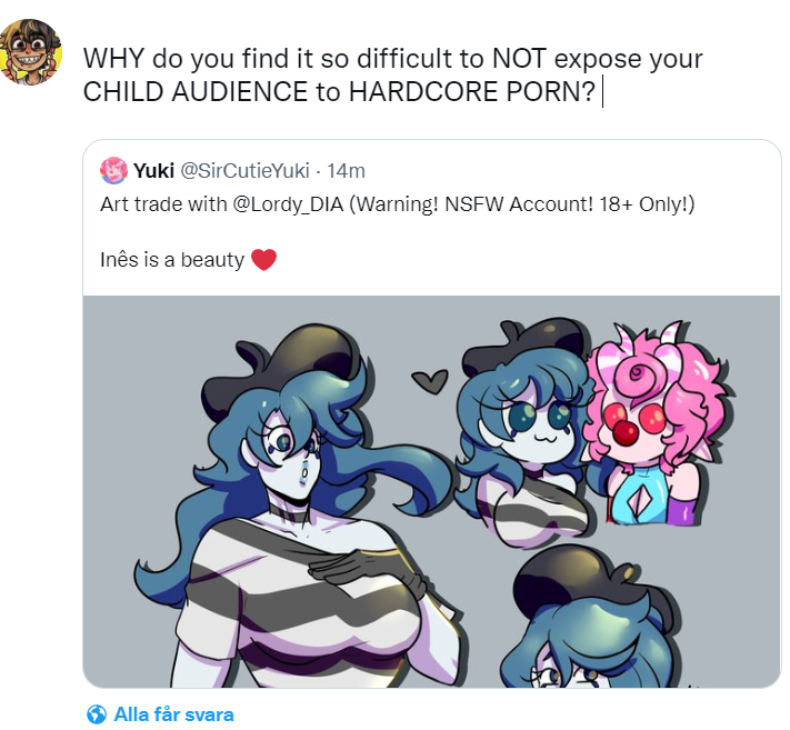 MylleUnfiltered's tweet photo. Age and artstyle adds up.
The banner is literally by that one person they were promoting on their main account with an audience of children. They literally have me blocked despite being a brand new account...
I think AndyLineart / SirCutieYuki is trynna pull another CandyAppleVA https://t.co/2bo1CslMnV