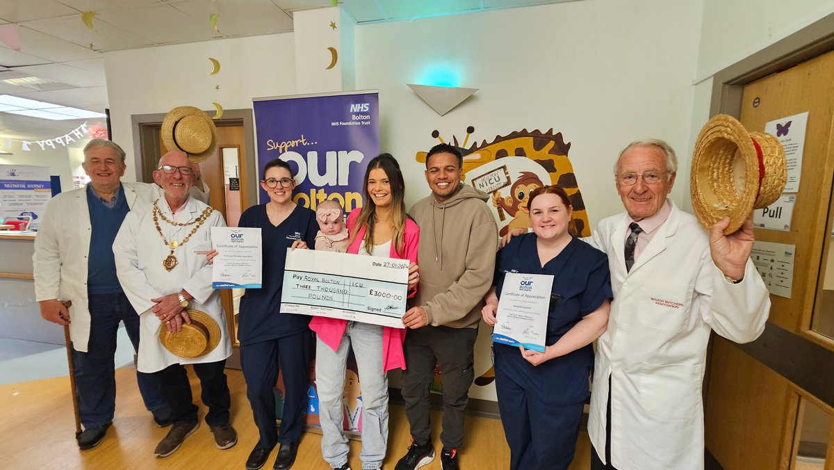 Was an absolute pleasure today, meeting Georgina Unsworth, Dan Brown, little baby Willow, and members of the Bolton Butcher's Association who hosted the Butchers Ball and raised £3,000 for our Neonatal unit at @boltonnhsft Thank you for your generous and ongoing support!💙
