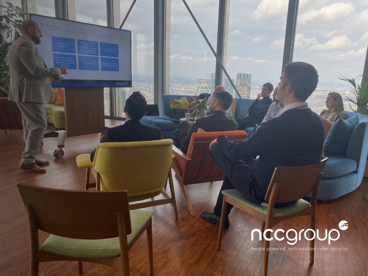 .@NCCGroupplc's DFIR team recently joined a global group of private equity portfolio CIOs to discuss cyber security best practice and present our latest insights on current cyber threats and trends affecting private equity. #CyberSecurity #PrivateEquity #FinancialServices