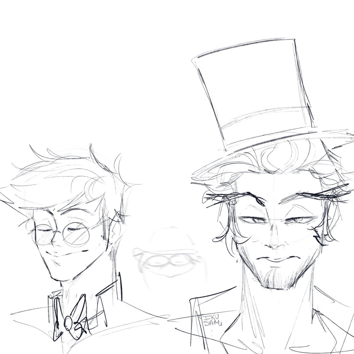 Trying a different art style with human Husk and Alastor  :] #HazbinHotelAlastor #HazbinHotelHusk