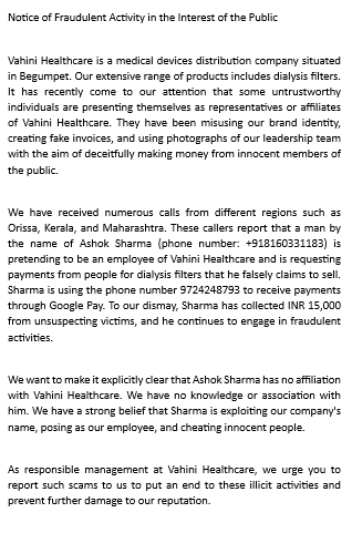 Vahini_Health's tweet photo. #ScamAlert https://t.co/lSZ974TEyu