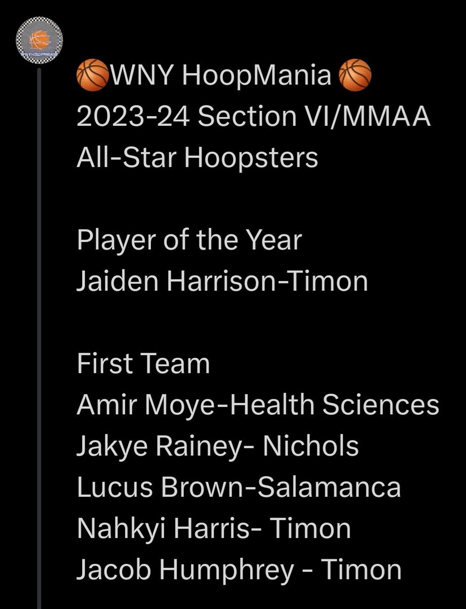 wnyhoopmania's tweet image. 🏀WNY HoopMania 🏀 
2023-24 Section VI/MMAA All-Star Hoopsters