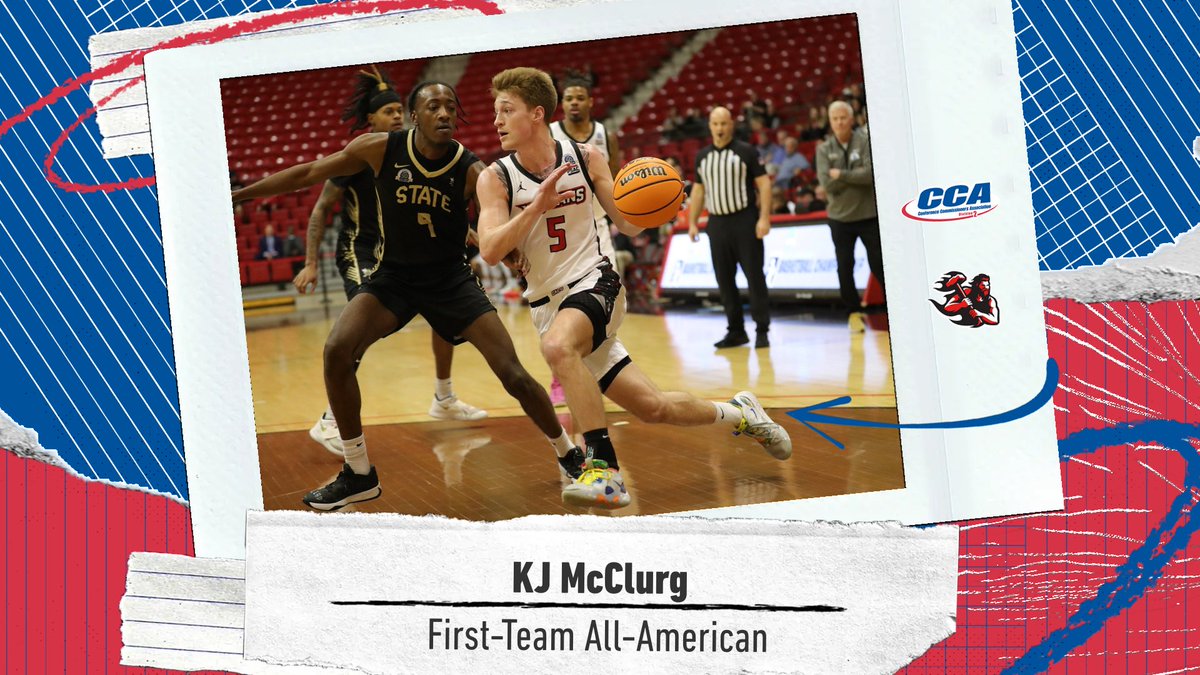 MBB: Sophomore KJ McClurg selected D2CCA First-Team All-American after ranking among top 10 in the country in four categories 🔗 tinyurl.com/hp9myzcp