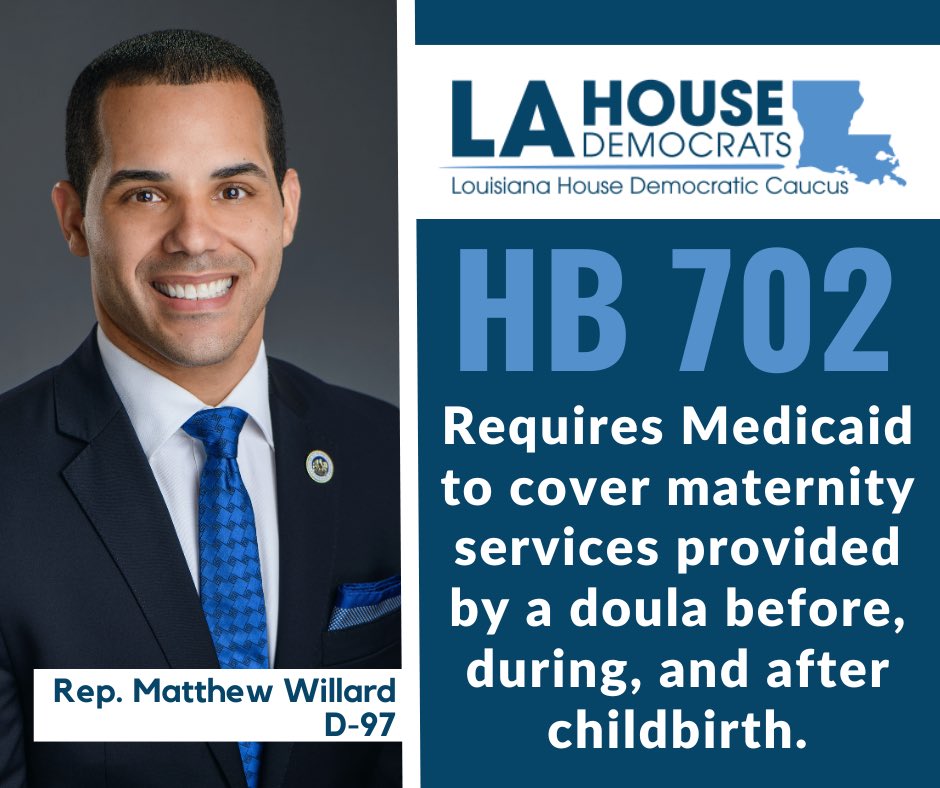 Rep. @MattWillard97 is working to improve maternal healthcare for Louisiana women, children, and families. The House Health & Welfare committee voted 13-2 in favor of HB 702. #LaLege #LaGov