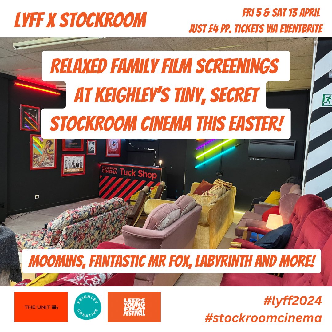 Looking for accessible and low cost activities to do with the kids over the school holidays? Then come along to our tiny, secret cinema for some special screenings courtesy of Leeds Young Film Festival. Tickets just £4 eventbrite.co.uk/o/keighley-cre…