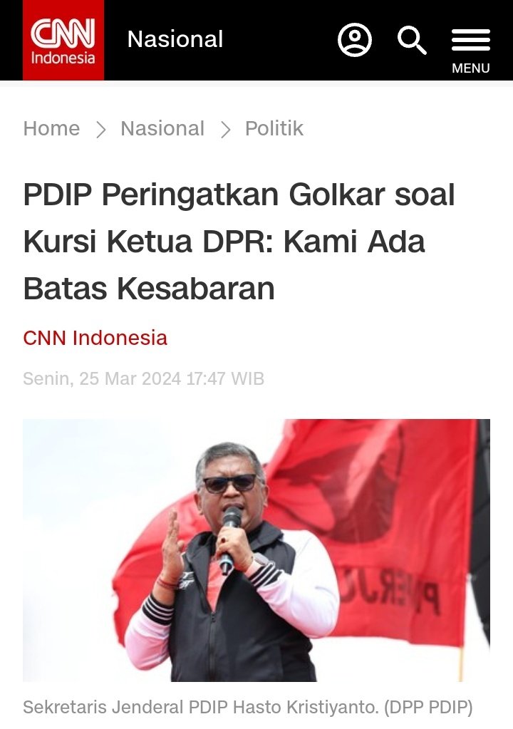 Masih dengan gaya arogannya meski sudah tak bertanduk lagi. Pingin tahu jika ketua DPR benar2 jatuh ke Golkar PDIP mau apa? Bukankah dari kemarin sudah memprovokasi revolusi tapi tidak laku? Lagian siapa yg mau diprovokasi demi rebutan jabatan?