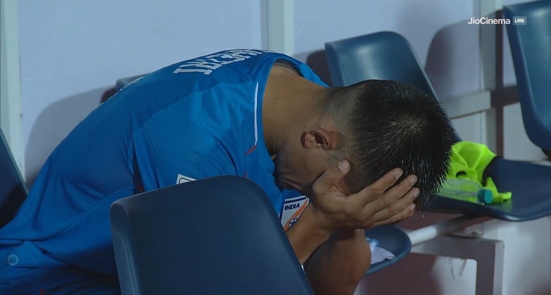 This reaction of Sunil Chhetri Says all that our Dream of FIFA WC 2026 is over here 😞 #IndvsAfg  #IndianFootball