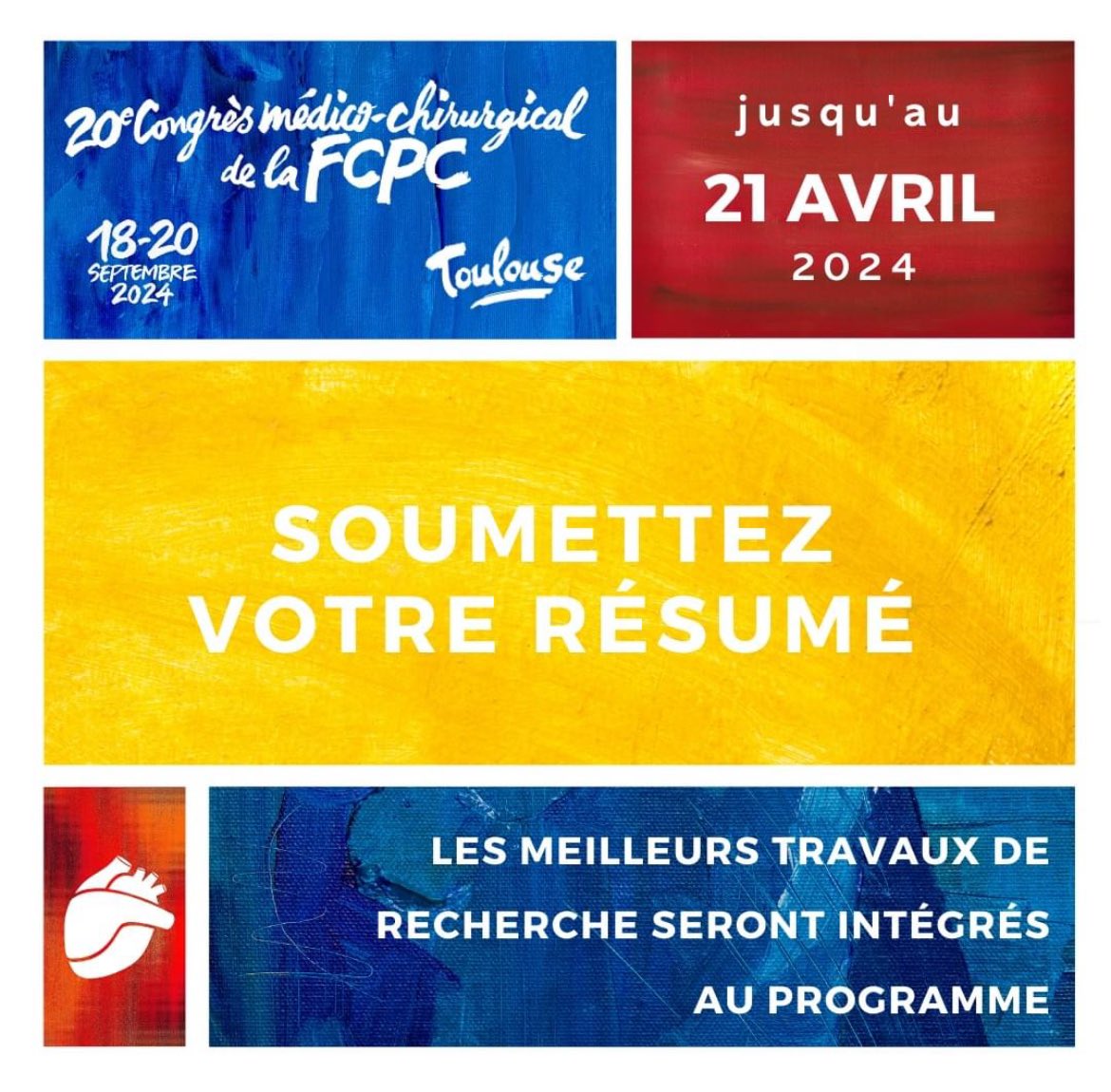 Congrès de la FCPC 2024! Rejoignez nous à Toulouse du 18 au 20 septembre 2024! Soumettez vos abstracts avant le 21 Avril overcome.key4events.com/abstract.aspx?… @SFCardio @FCPC_France @Assopetitcoeur @ancc #FCPC2024 #pediatriccardiology