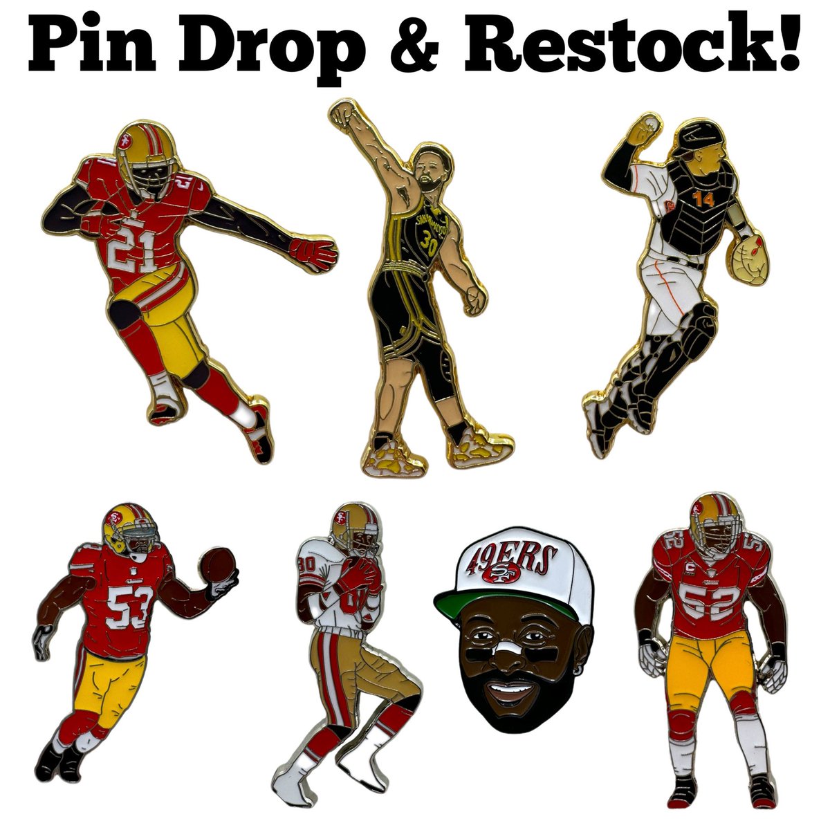 This Friday at 10am (pst) the left over exclusive pins from the SF Card Show will be posted on the website. 

starkxpress.com
 
#49ers #49erspins #ninergang  #ninerfaithful  #dubnation #sfgiants #warriors #gsw