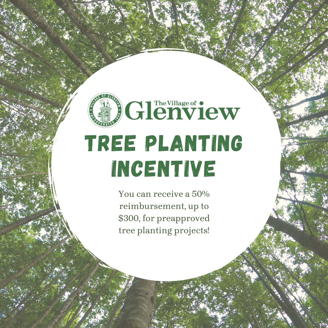Considering adding a new tree to your landscape this Spring? The Village of Glenview can help! 🌳🌳🌳

The Tree Planting Incentive Program supplies a 50% reimbursement - up to $300 – for preapproved tree planting projects.

INFO: bit.ly/3LM9yu7

#AllThingsGlenview