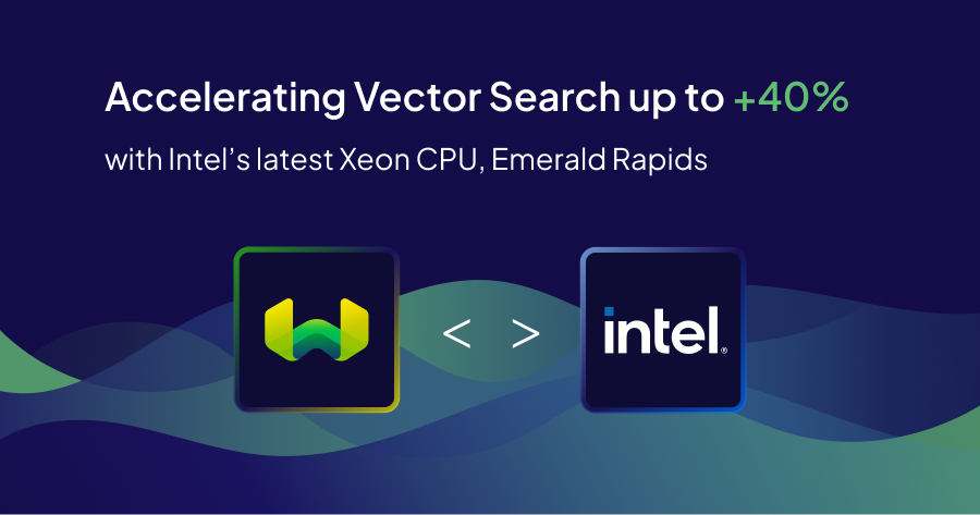 We attained a ~40% QPS speed up at 90% Recall in Weaviate running on Intel's new Xeon Processor, Emerald Rapids! 🚀

Check out our new blog post for a technical deep dive into different implementations for vector distance calculations and optimizations enabled by Intel's new 5th