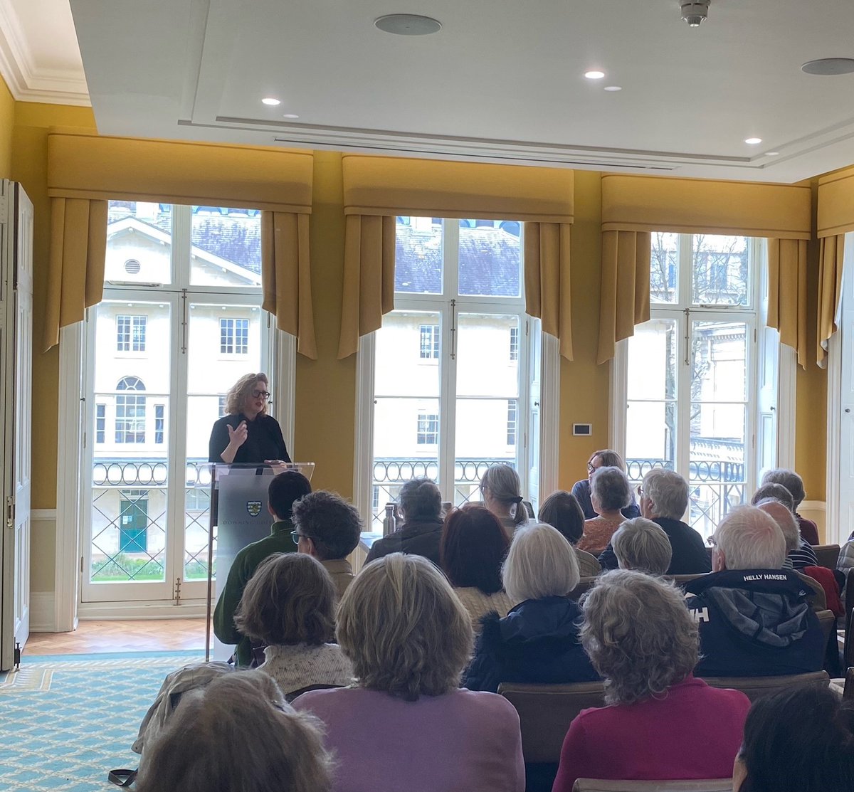 On Monday, Dr Bonnie Lander Johnson (Fellow in English) hosted an event in Downing as part of the Cambridge Festival. Bonnie spoke to over fifty members of the public about the history of sanctuary gardens in England. Read more about the talk here: dow.cam.ac.uk/news/downing-f…