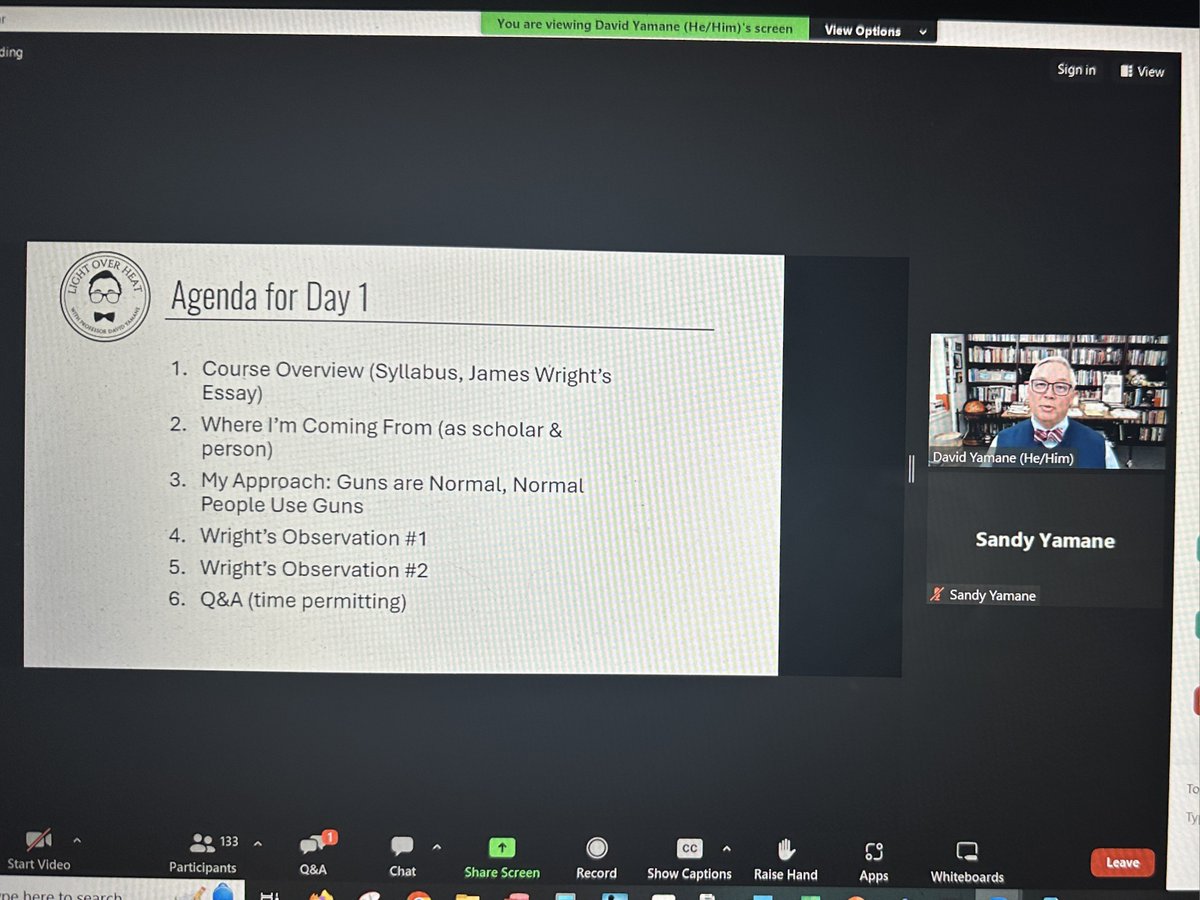 🧵I am a bit shell-shocked still. Last night I had the privilege of teaching more 'students' (159) in my guns webinar than I have in 9 years of Sociology of Guns seminars at @WakeForest. Another 250+ will be getting a link to a recording of the webinar today. I'm so grateful. 1/5