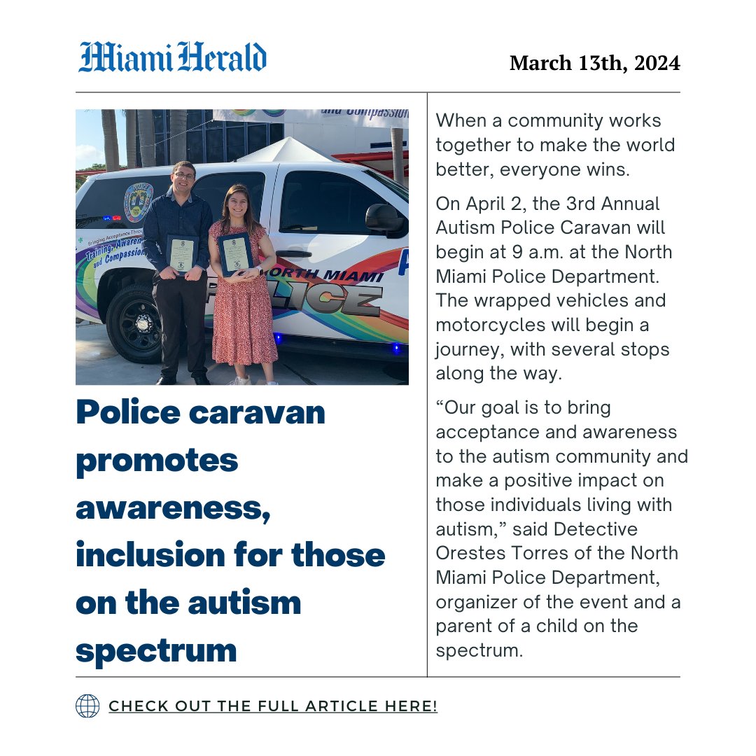 Check out this awesome article from the Miami Herald on the Miami Dade Police Caravan on April 2nd, 2024!
