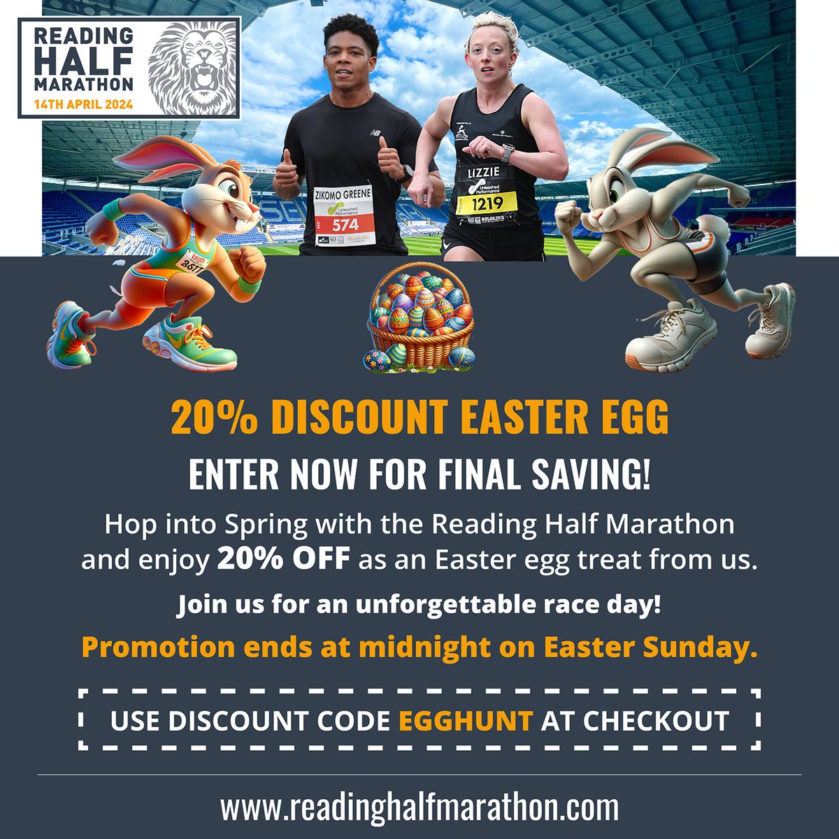 Last promo before we set off from the start line! Entries closing soon. Don't miss out and snap up this Easter bargain. readinghalfmarathon.com/pages/step-one…